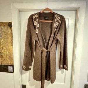 Cynthia Rowley Belted Cardigan with Felted Flowers